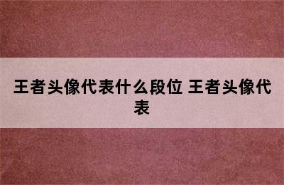 王者头像代表什么段位 王者头像代表